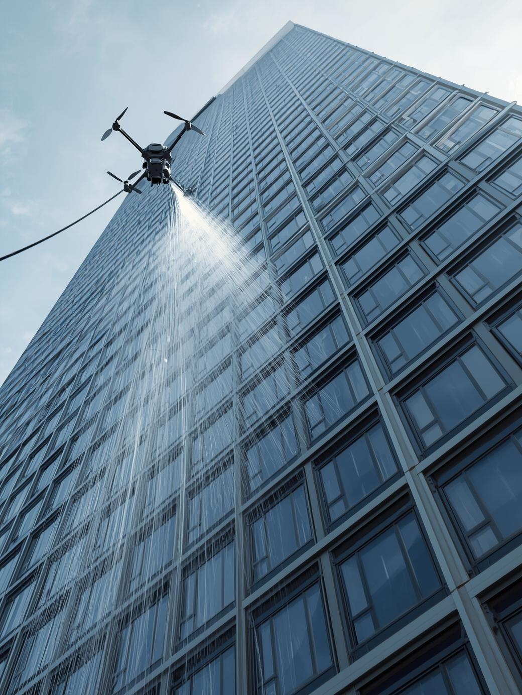 Dron FlyWash w akcji